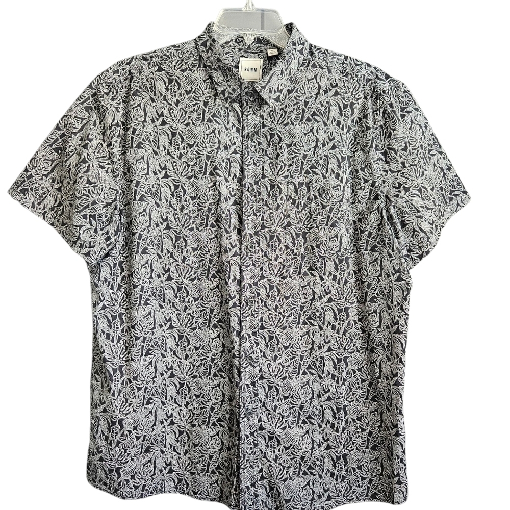 Rowm Short Sleeve Dot Floral Print‎ Shirt SZ XL Tropical Resortwear